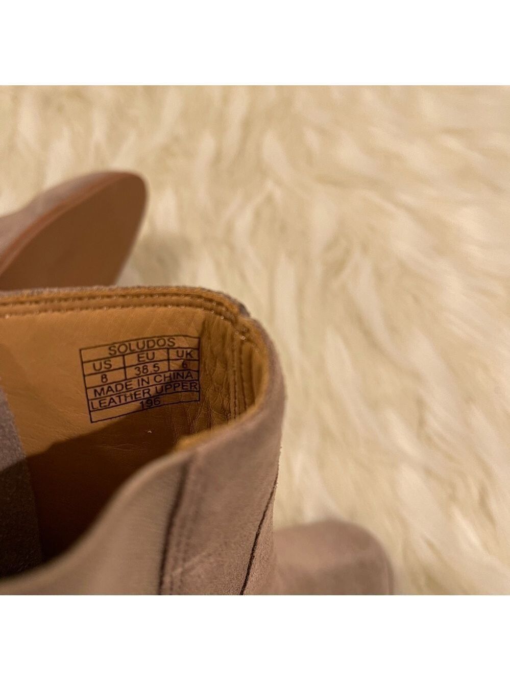 Women’s Soludos Taupe Leather Cowhide Heel Booties 8 US! - Picture 12 of 14